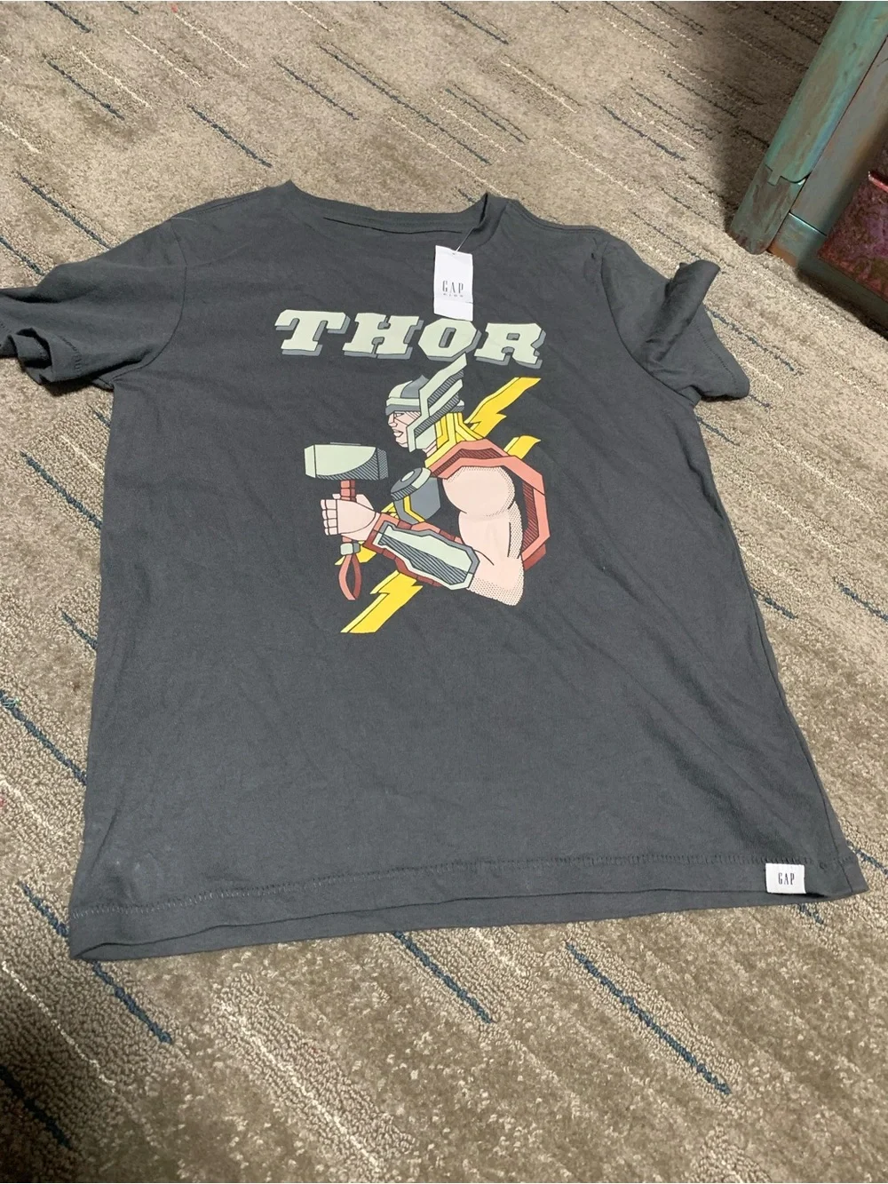Gap Kids Marvel Thor Graphic T-Shirt Charcoal Gray Boys Size Medium M 8 NWT